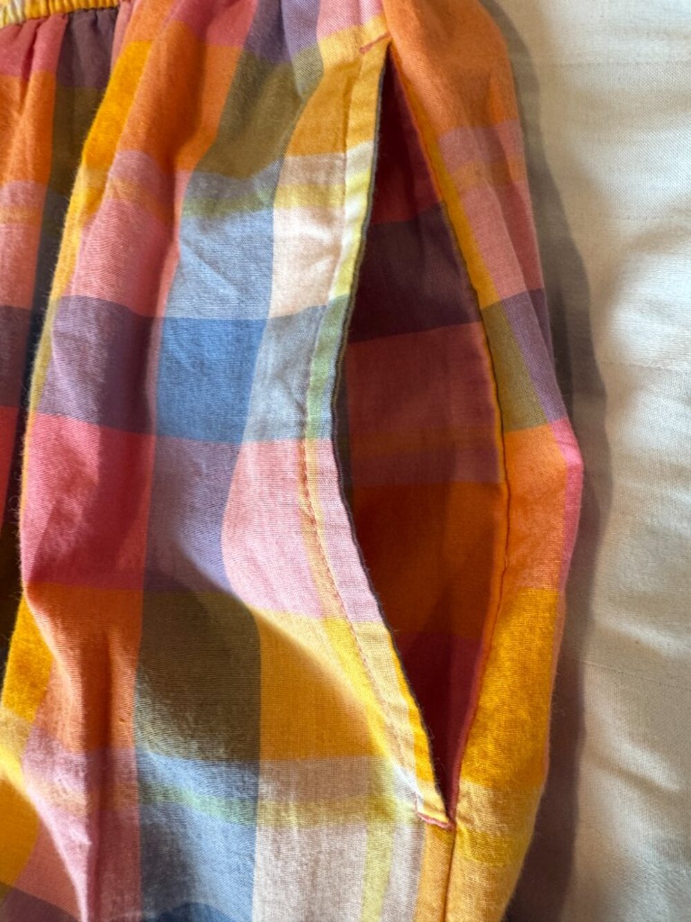 Free Assembly XXL Cotton Pastel Plaid Tiered Sundress Tie Straps Lined Pockets - Picture 7 of 14